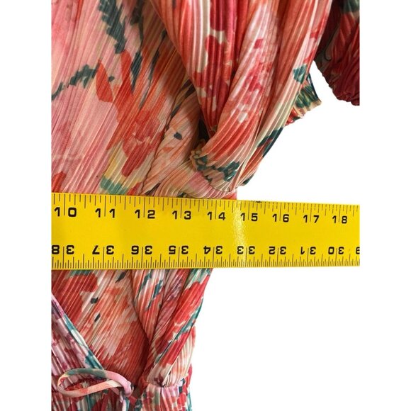 H&M Black Electric Pleats Puff Long Sleeve Plisse Wrap Dress Size: M - Picture 8 of 9